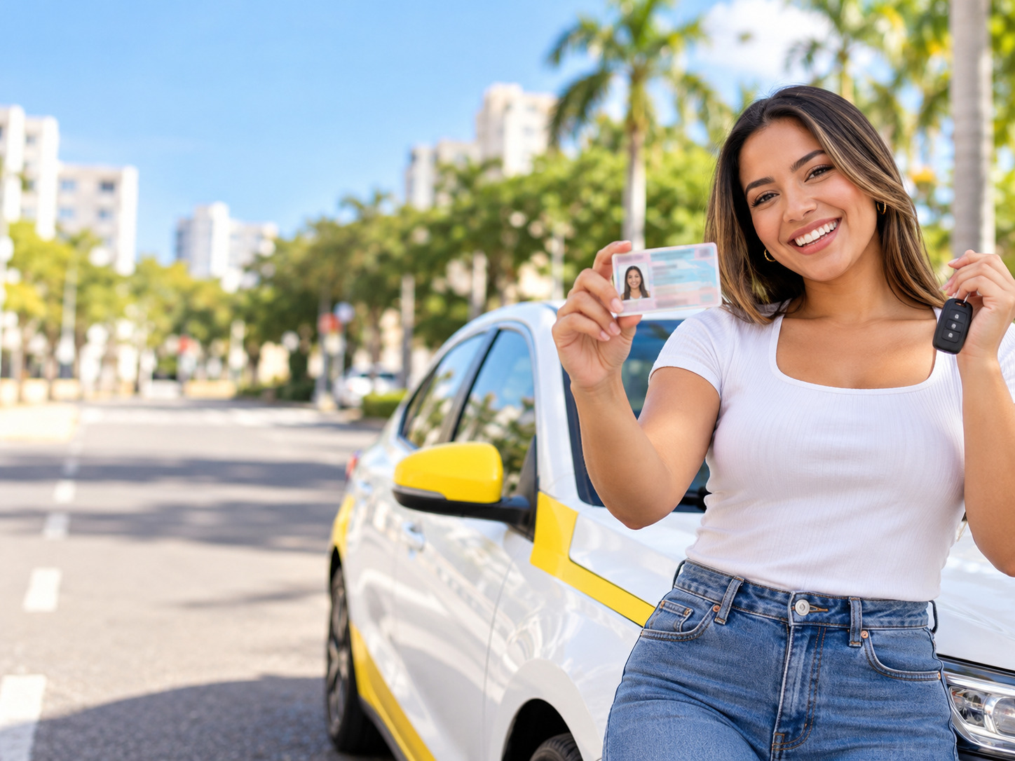 Persona mostrando su primera licencia de conducir en República Dominicana